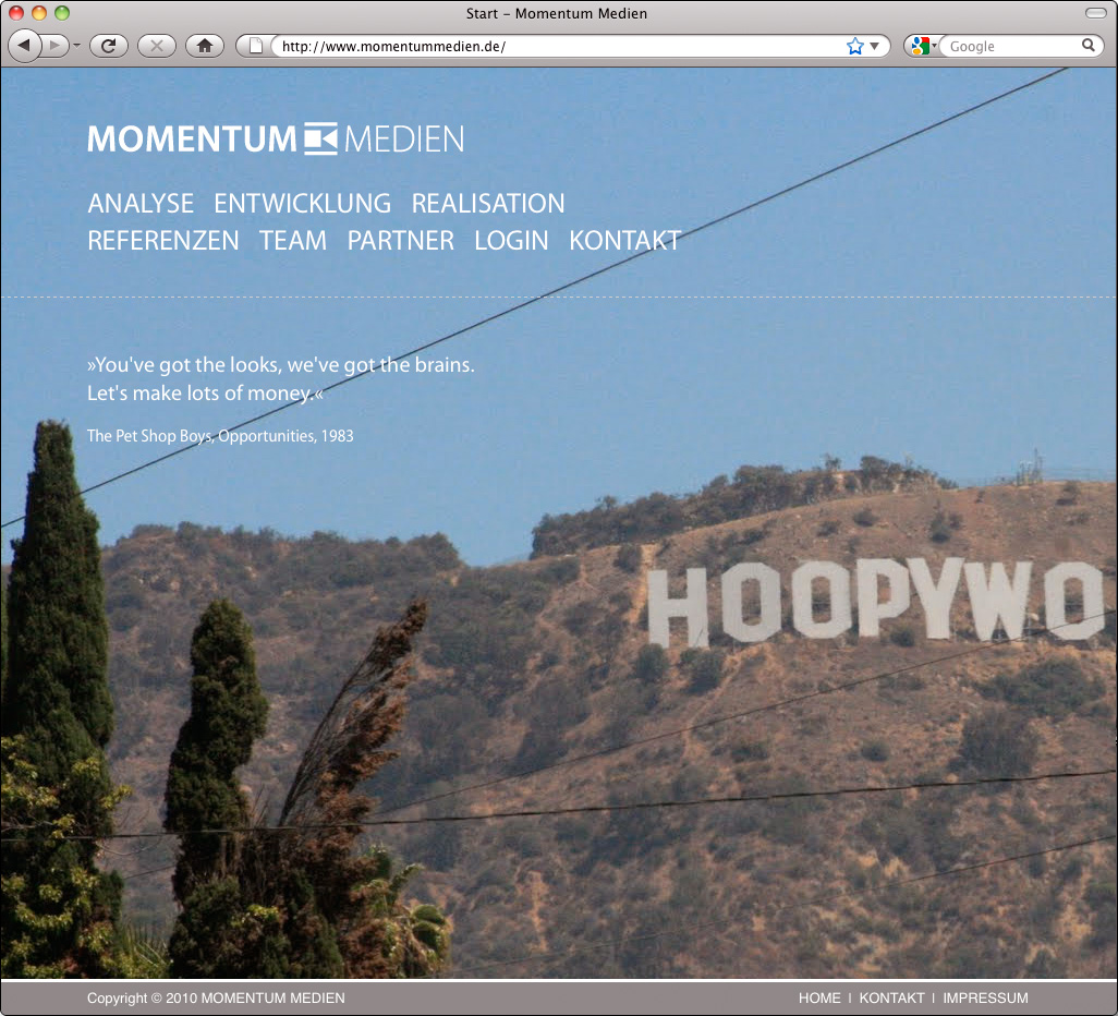 Webauftritt MOMENTUM MEDIEN